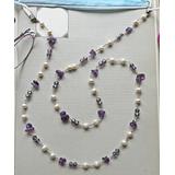 My Gems Rock! Women's Necklaces purple - Amethyst & Cultured Pearl Convertible Necklace