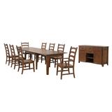 Sunset Trading Simply Brook 10 Piece Rectangular Extendable Table Dining Set With Sideboard In Amish Brown - Sunset Trading DLU-BR134-AMSB10PC