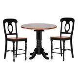 "Sunset Trading Black Cherry Selections 3 Piece 42"" Round Drop Leaf Pub Table Set with Napoleon Stools - Sunset Trading DLU-TPD4242CB-B50-BCH3PC"