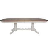 Sunset Trading Andrews Double Pedestal Extendable Dining Table In Antique White with Chestnut Brown Top - Sunset Trading DLU-ADW4296-AW