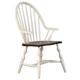 Sunset Trading Andrews Windsor Dining Chair with Arms In Antique White and Chestnut Brown - Sunset Trading DLU-ADW-C30A-AW