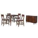 Sunset Trading Mid Century 6 Piece Square Counter Height Pub Table Dining Set With Padded Performance Fabric Seats - Sunset Trading DLU-MC4848-B45-SR6P