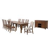 Sunset Trading Simply Brook 10 Piece Rectangular Extendable Dining Set Upholstered Chair And Sideboard Buffet In Amish Brown - Sunset Trading DLU-BR134-C85AMSB10P