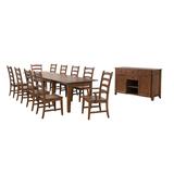 Sunset Trading Simply Brook 12 Piece Rectangular Extendable Table Dining Set With Sideboard In Amish Brown - Sunset Trading DLU-BR134-AMSB12PC