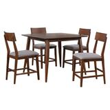 Sunset Trading Mid Century 5 Piece Square Counter Height Pub Table Dining Set With Padded Performance Fabric Seats - Sunset Trading DLU-MC4848-B45-5P