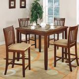 Winston Porter Abrienda 5 Piece Counter Height Dining Set Wood/Upholstered Chairs in Brown/Red, Size 36.0 H in | Wayfair