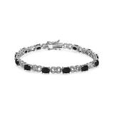 Yeidid International Women's Bracelets - Black Spinel & 18k White Gold-Plated Diamond-Accent Infinity Bracelet