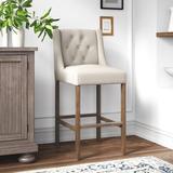 Kelly Clarkson Home Avah Bar & Counter Stool Wood/Upholstered in Brown, Size 43.0 H x 19.0 W x 24.0 D in | Wayfair A8249F8605E8475DADD8DEF751B2EC59