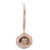 Northlight Seasonal 3" Pink & Silver-Plated "Baby's First Christmas" Framed Ornament w/ Crystals Metal in Gray/Yellow, Size 3.0 H x 3.0 W x 3.0 D in