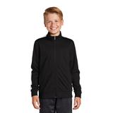 Sport-Tek YST94 Youth Tricot Track Jacket in Black/White size Medium | Polyester
