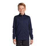 Sport-Tek YST94 Youth Tricot Track Jacket in True Navy Blue/White size Small | Polyester
