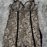 Victoria's Secret Intimates & Sleepwear | Black Lace Victorias Secret Size 34b Nighty | Color: Black/White | Size: 34b