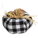 Northlight Seasonal 5" White & Black Buffalo Plaid Fall Harvest Pumpkin Fabric in Black/White, Size 7.5 H x 8.5 W x 8.5 D in | Wayfair