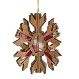Northlight Seasonal 7" 3-D Faux Wood & Red Plaid Starburst Snowflake Christmas Ornament Wood in Brown, Size 7.0 H x 6.5 W x 6.5 D in | Wayfair