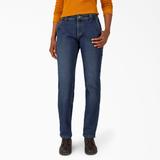 Dickies Women's Lined Relaxed Fit Carpenter Jeans - Stonewashed Medium Blue Size 12 (FD119)