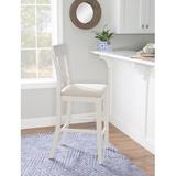 Kelly Clarkson Home Anniston Bar & Counter Stool Wood/Upholstered in White, Size 47.0 H x 19.0 W x 21.75 D in | Wayfair
