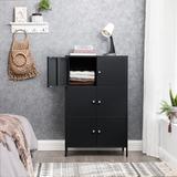 Latitude Run® Alija Metal Storage Cabinet Stainless Steel in Black, Size 41.4 H x 25.6 W x 14.3 D in | Wayfair 1A14E1861E23411AAD4D11960ADB5411