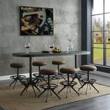 Williston Forge Goucher 7 - Piece Counter Height Dining Set Wood/Metal/Upholstered Chairs in Black/Brown, Size 36.0 H in | Wayfair