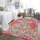 Blue/Brown Area Rug - Langley Street® Bradyn Floral Pink/Blue Area Rug Polyester in Blue/Brown, Size 60.0 W x 0.31 D in | Wayfair