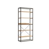 NOA bookcase in birch melamine with black metal painted frame and removable tray - Casabianca KD-B110BIR