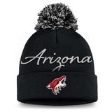 Women's Fanatics Branded Black Arizona Coyotes Exclusive Cuffed Knit Hat with Pom