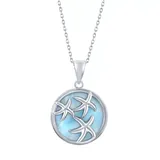 "Sterling Silver Starfish & Round Larimar Pendant Necklace, Women's, Size: 18"", Blue"