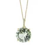 Effy® 9.78 Ct. T.w. Green Amethyst And 1/10 Ct. T.w. Diamond Accent Pendant Necklace In 14K Yellow Gold, 16 In