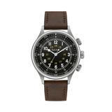 A-15 Pilot Automatic Black Dial Brown Leather Mens Watch - Black - Bulova Watches