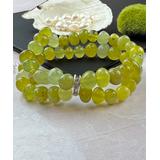 My Gems Rock! Women's Bracelets Green - Korean Jade & Crystal Stretch Bracelet