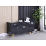 Everly Quinn Woolum 72" Wide 3 Drawer Sideboard Wood in Gray/Yellow, Size 31.0 H x 72.0 W x 18.0 D in | Wayfair F5AB07818AF04D25A3F838B08E6F1835