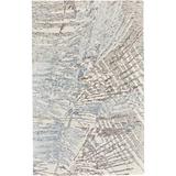 Blue Area Rug - Bayou Breeze Baynes Hand-Tufted Gray Area Rug Leather/Wool/Cotton in Blue, Size 96.0 W in | Wayfair