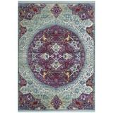 Brown/Green Area Rug - Bungalow Rose Smead Oriental Purple/Green Area Rug Polyester/Cotton in Brown/Green, Size 96.0 W x 0.23 D in | Wayfair