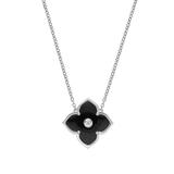"Gemminded Sterling Silver Black Onyx & Cubic Zirconia Flower Pendant Necklace, Women's, Size: 18"""