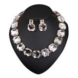 Ella & Elly Women's Earrings White - White Crystal Statement Necklace & Drop Earrings Set