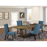 Lark Manor™ Privett Removable Leaf Solid Wood Dining Set Wood/Upholstered Chairs in Brown | Wayfair C6E993909A09426CAB0DEDAC2E6497D6