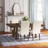 Gracie Oaks Zaneta 6 - Person Dining Set Wood/Upholstered Chairs in Brown/Gray | Wayfair 5993E01D7A1B4193B937BCA6C98774CF