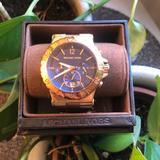 Michael Kors Accessories | Michael Kors Rose Gold Watch With Blue Face | Color: Blue/Gold | Size: Os
