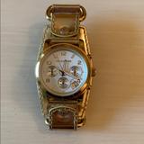 Michael Kors Accessories | Michael Kors Gold Leather Cuff Chrono Watch | Color: Gold | Size: Os