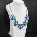J. Crew Jewelry | J Crew Women's Crystal & Pearl Statement Necklace | Color: Blue/Silver | Size: Os