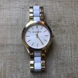 Michael Kors Accessories | Michael Kors White Face Goldtone Watch | Color: Gold/White | Size: Os