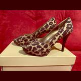 Nine West Shoes | Animal Print Peep Toe High Heel Shoe | Color: Brown/Tan | Size: 7.5