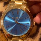 Michael Kors Accessories | Michael Kors Watch. Gold With Blue Face | Color: Gold | Size: Os