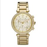 Michael Kors Accessories | Gold Mk Watch With Diamond Trim | Color: Gold | Size: Os