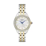Women's Seiko Crystals Two Tone Stainless Steel Quartz Watch, Silver