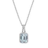 Effy® 1/5 Ct. T.w. Diamonds And 2.4 Ct. T.w. Aquamarine Pendant In 14K White Gold, 16 In