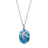 Effy® 13.65 Ct. T.w. Blue Topaz And 1/10 Ct. T.w. Diamond Pendant Necklace In 14K White Gold, 16 In