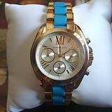 Michael Kors Accessories | Michael Kors Bradshaw Two Tone Blue Gold Watch | Color: Blue/Gold | Size: Os