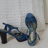 American Eagle Outfitters Shoes | American Eagle Women's Blue Heels Sandal Shoes | Color: Blue | Size: 6