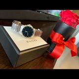 Gucci Accessories | Gucci Womens G-Timeless Black Dial & Diamonds | Color: Silver | Size: 27mm