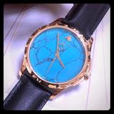 Gucci Accessories | Gucci Black Leather Watch With Turquoise Blue Face | Color: Black/Blue | Size: Os